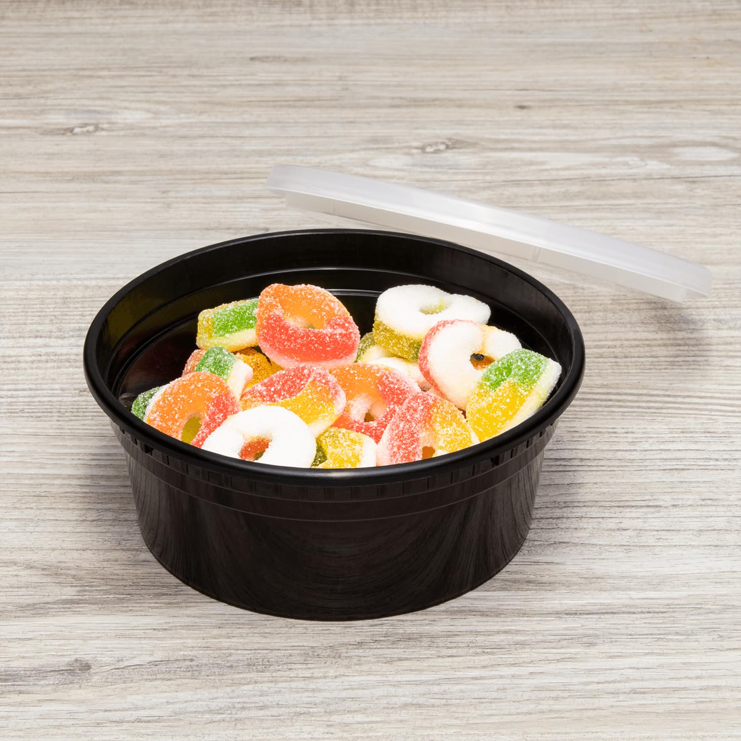 8oz 240 ct Black PP Injection Molded Round Deli Containers with Lids (240 Count)