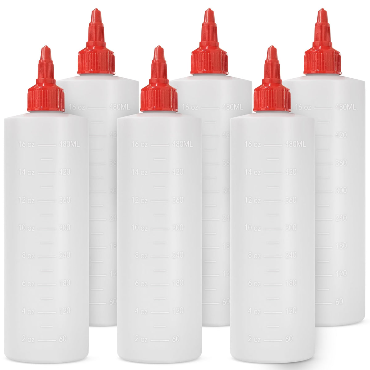 6 pack Plastic Squeeze Bottles for Sauces (6 Count)