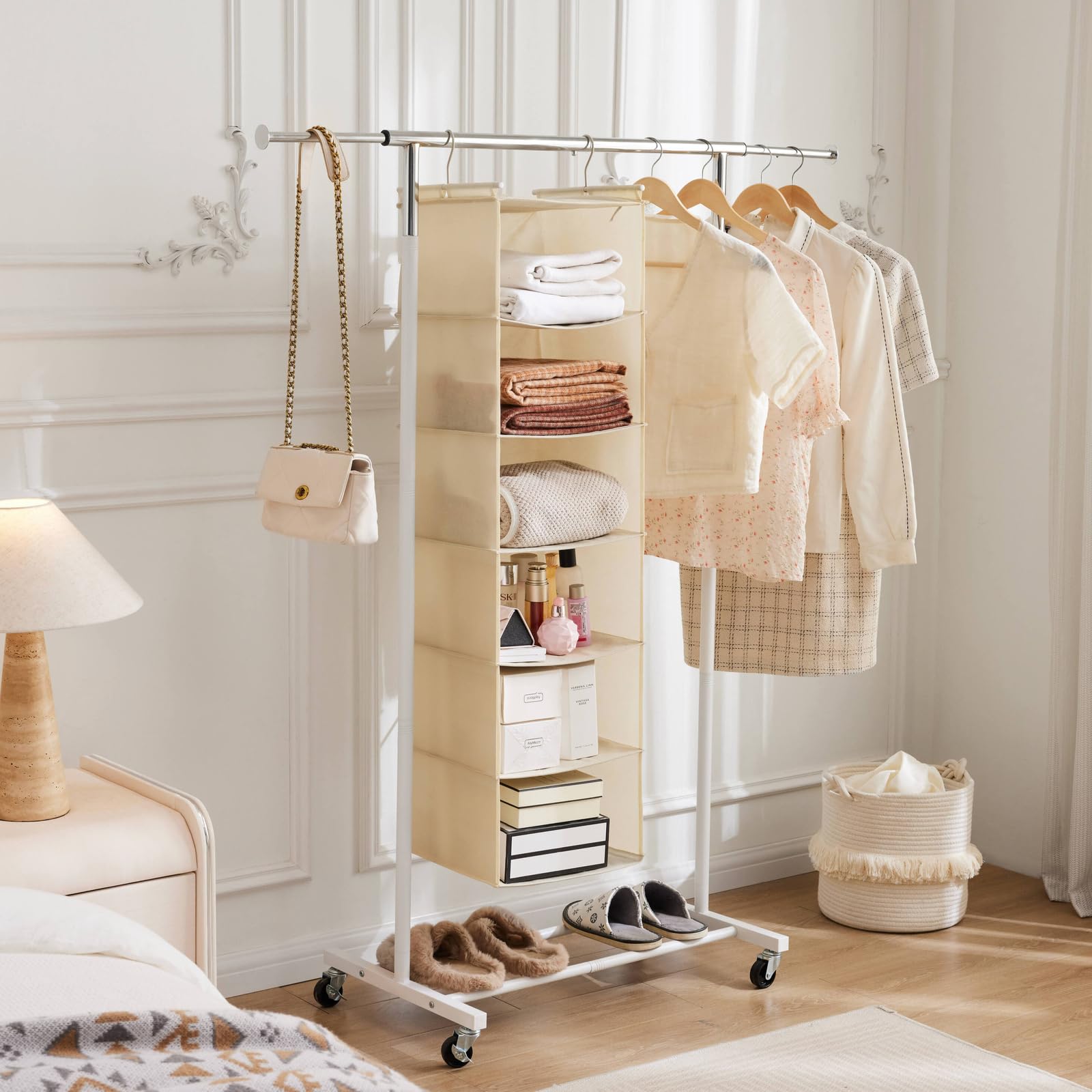 2 Pack 6 Tier Foldable Hanging Closet Organizer