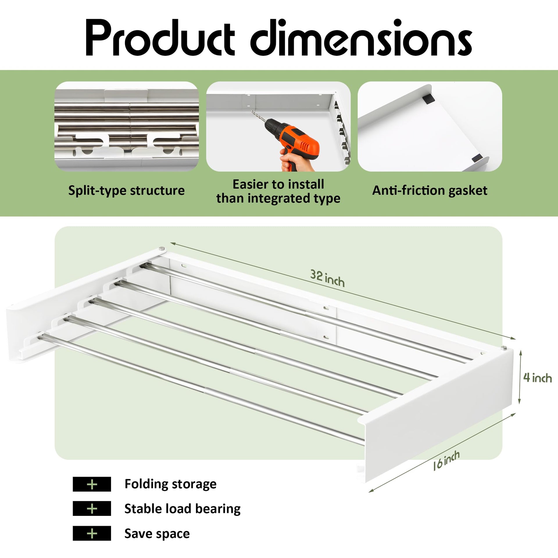 Clothes Drying Rack Wall Mounted 32“
