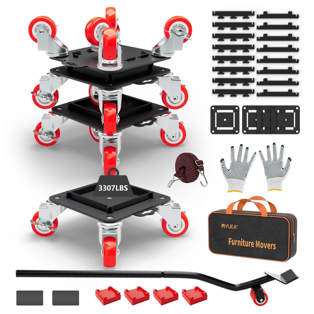 Furniture Dolly 5 Wheels Heavy Duty with Removable Side Guards