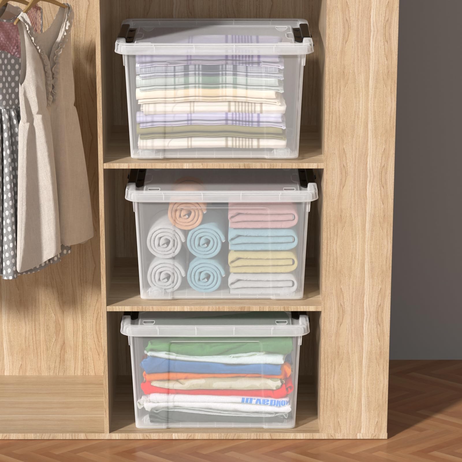 40 Quart Clear Latching Storage Bins with Wheels (4 Count)