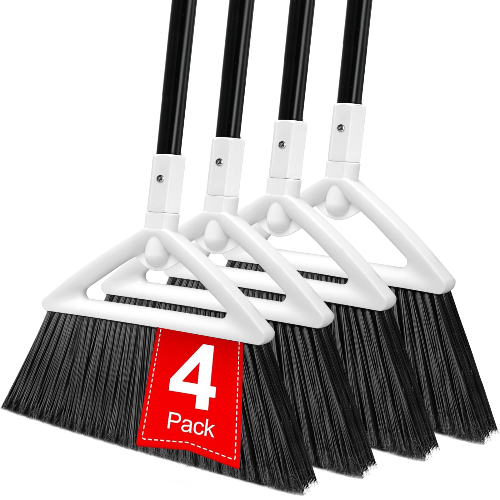 Heavy Duty White Angle Broom with Long Handle (4 Count)