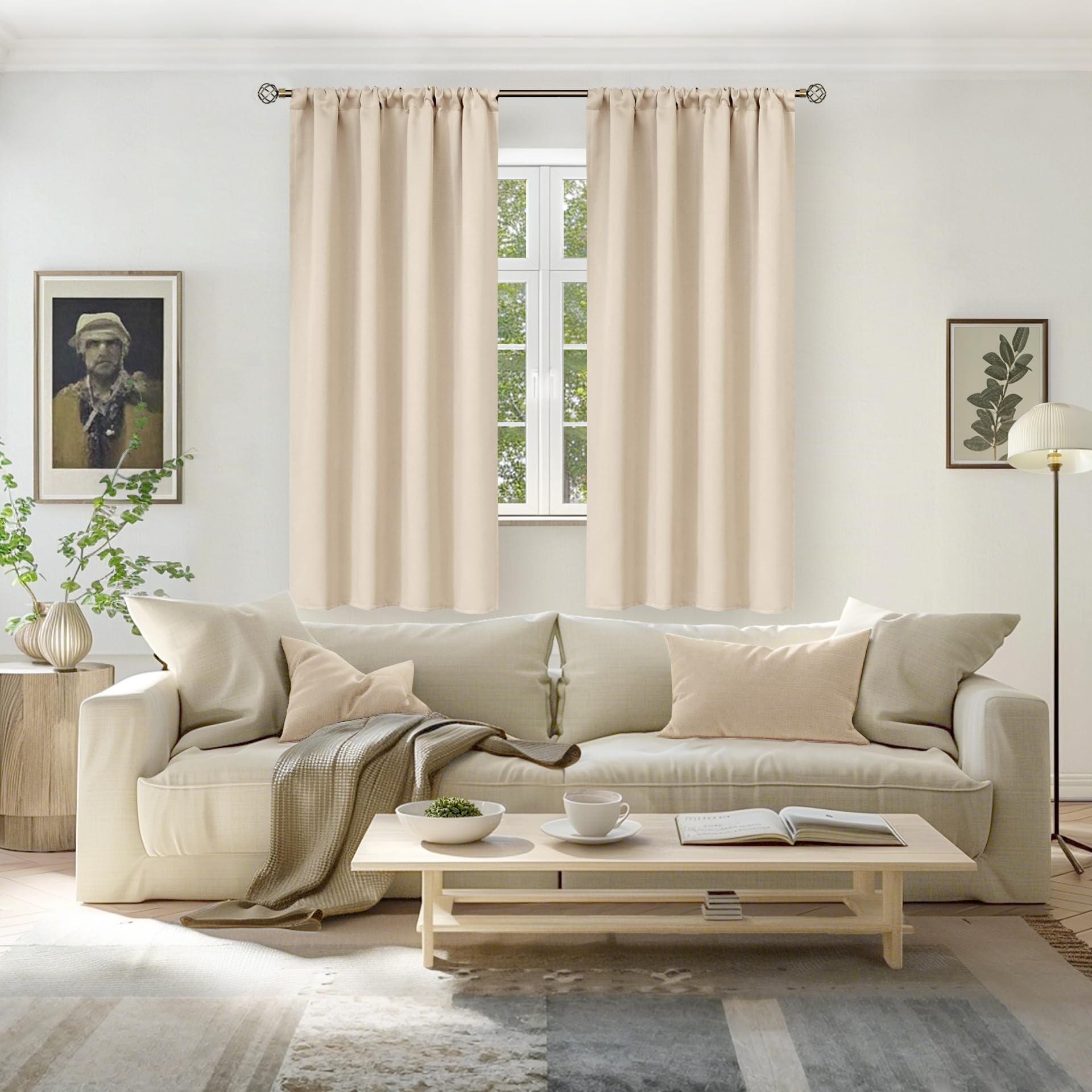 Champagne Blackout Curtains for Bedroom 72 Inches Long (2 Count)