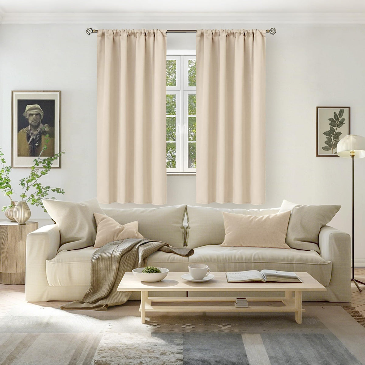 Champagne Blackout Curtains 63 Inches Length for Bedroom (2 Count)