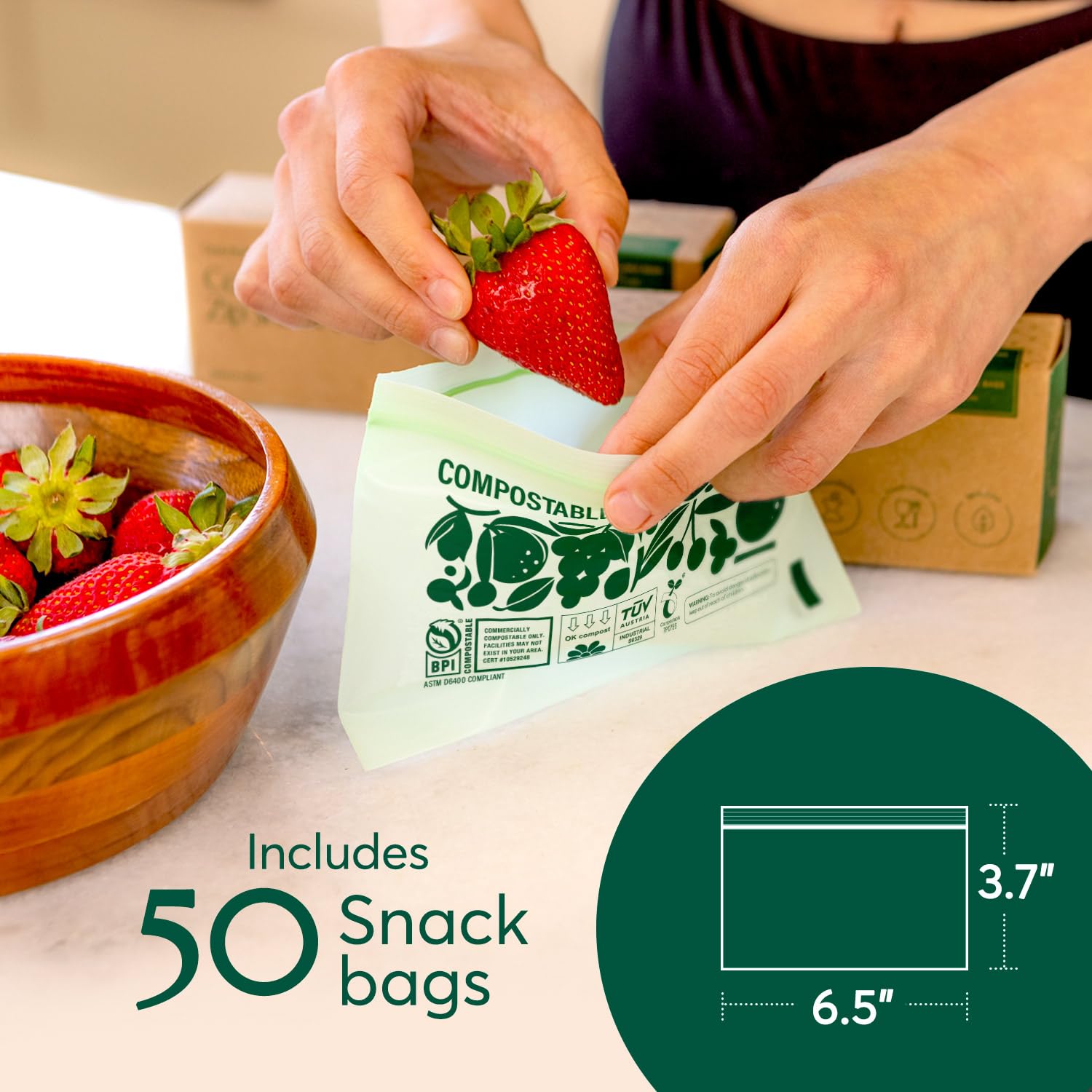 Compostable Zip Sandwich Bags (125 Count)