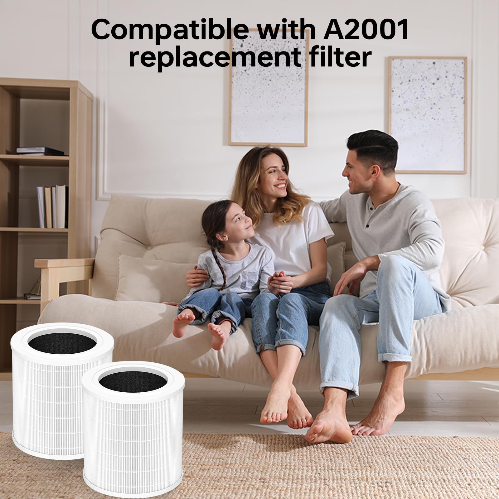 2 Pack A2001 Replacement Filter Compatible with A2001 Air Purifier (2 Count)