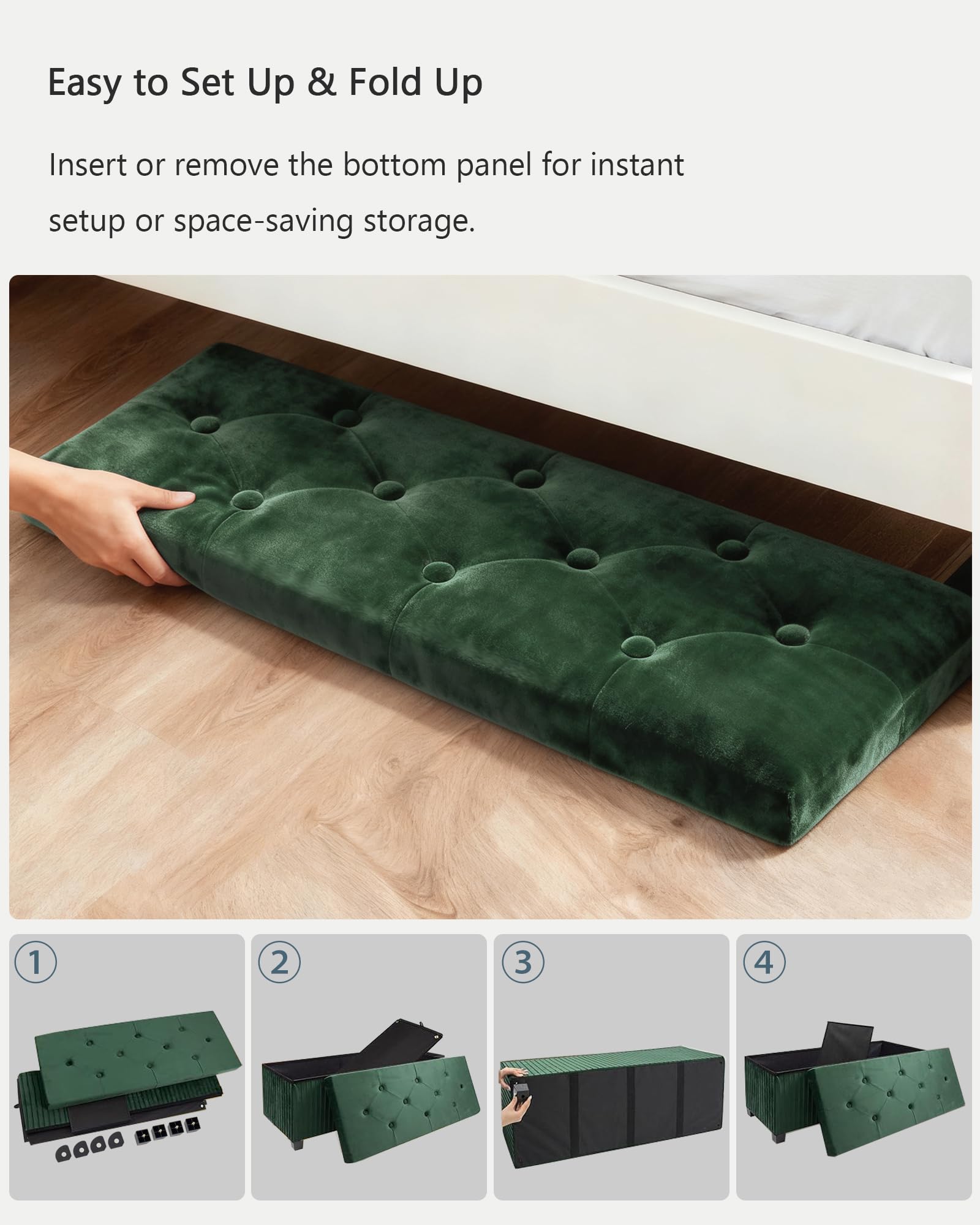 43 Inches Storage Ottoman Bench