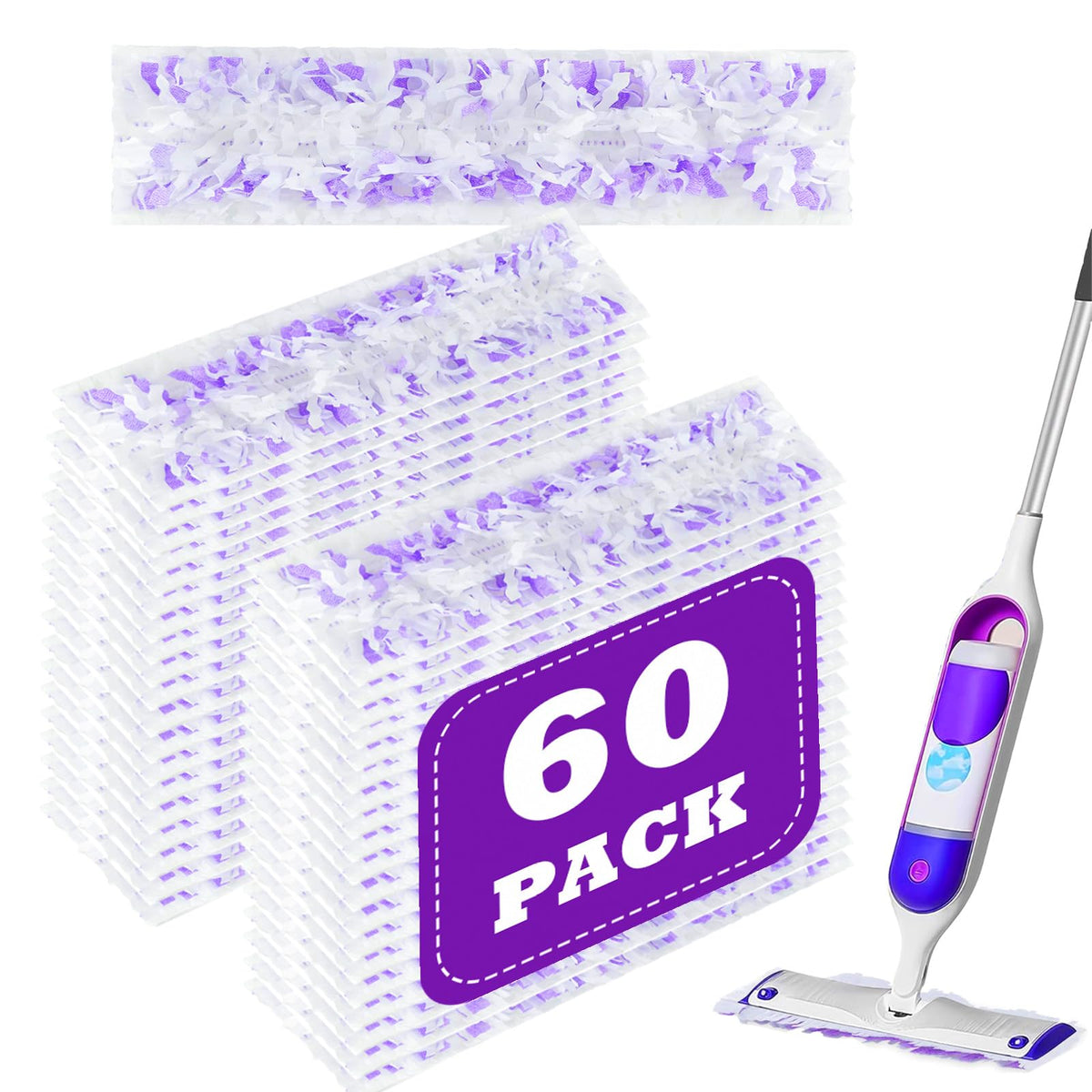 60 Count Thickened Disposable Power Mop Pads Refills for Swiffer PowerMop