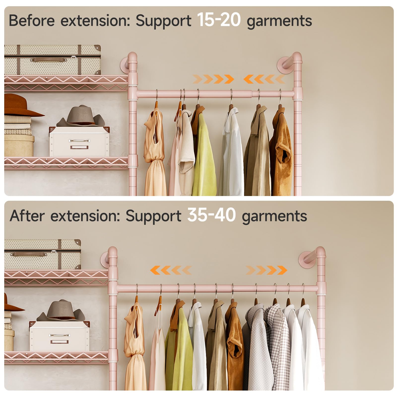 L4 Wall Mounted Heavy Duty Corner Industrial Pipe Clothing Rack