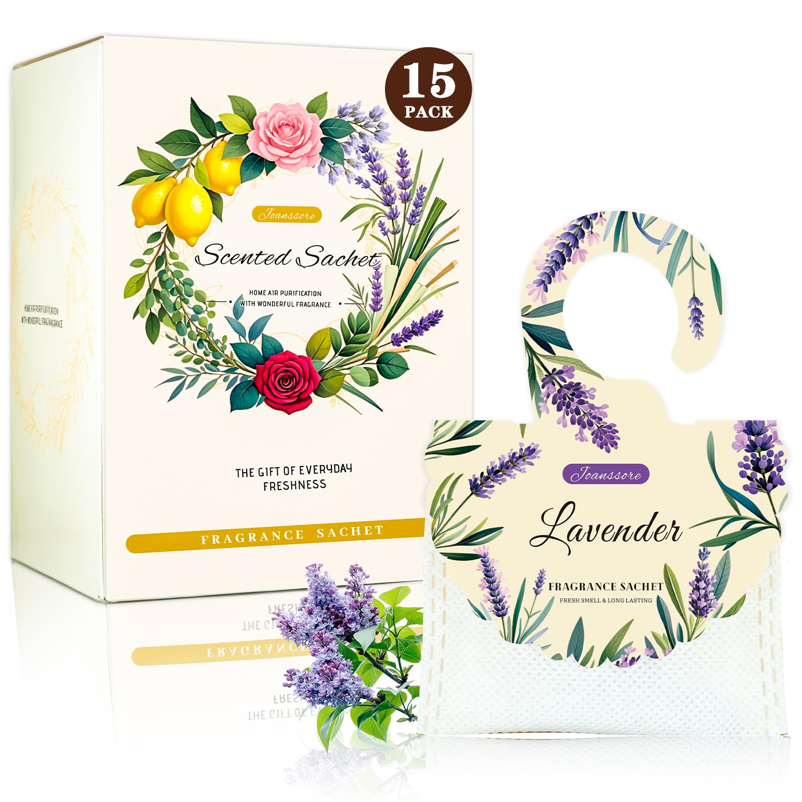 15 Packs Lavender Scented Sachets Bag for Drawers and Closets (15 Count)