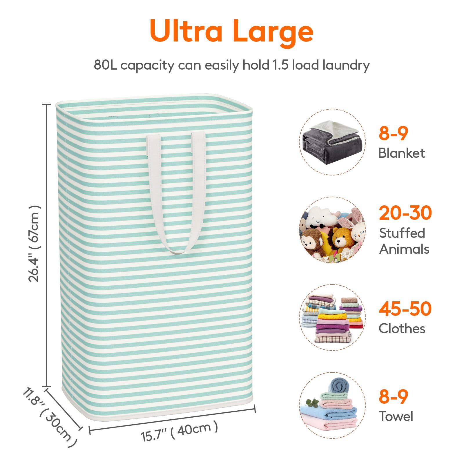 2 Pack Laundry Basket 80L Each (2 Count)