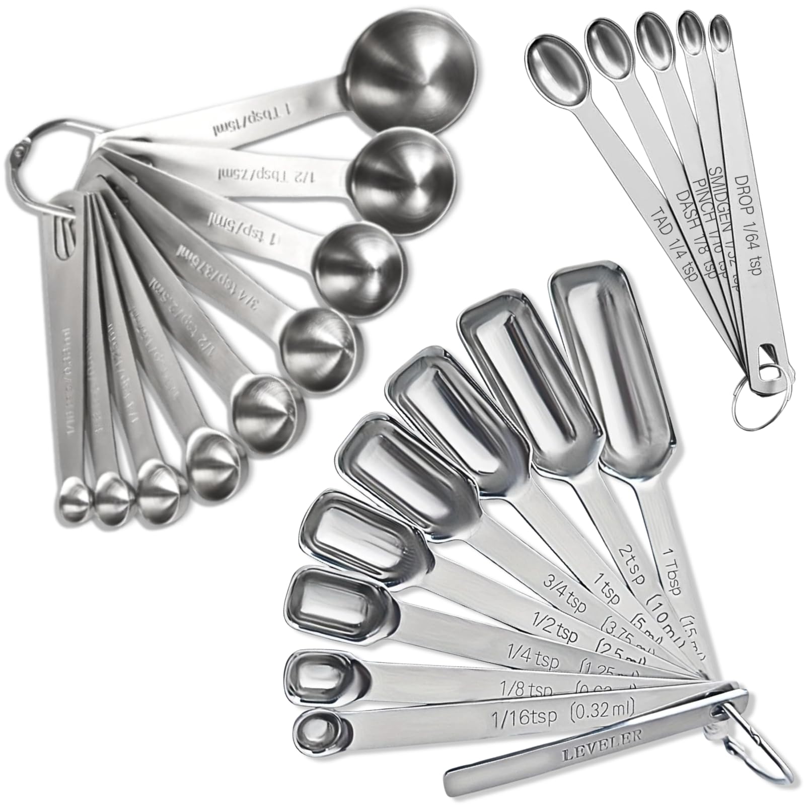 23 Pcs Stainless Steel Measuring Spoons Set with Leveler (23 Count)