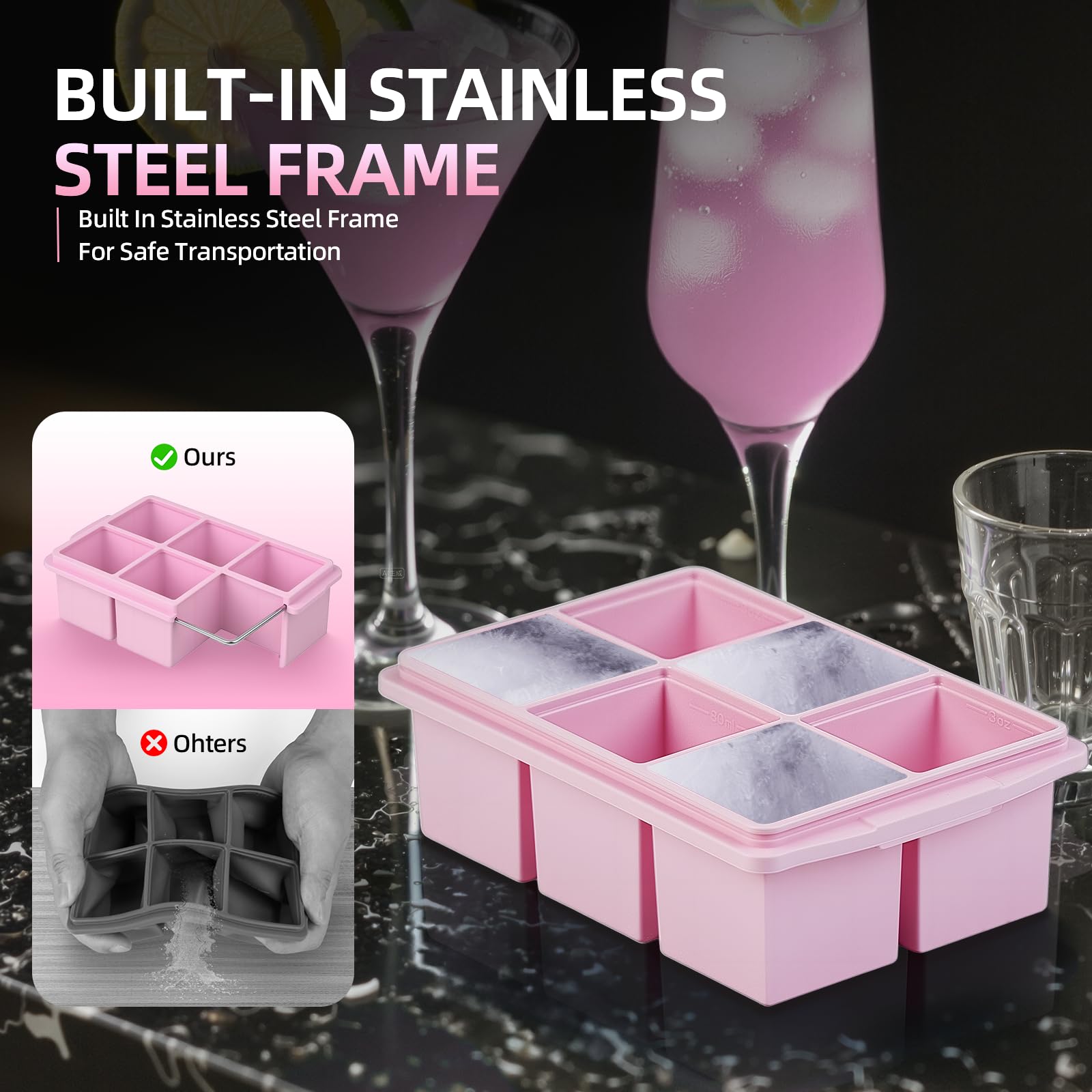 Large Ice Cube Trays for Whiskey (9.9 Ounce)