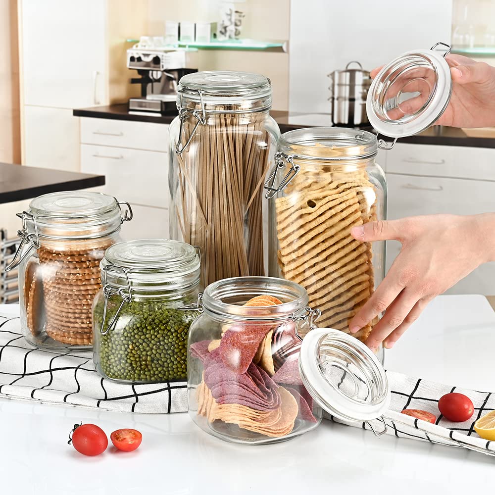 32oz Glass Food Storage Jars with Airtight Clamp Lids (32 Count)