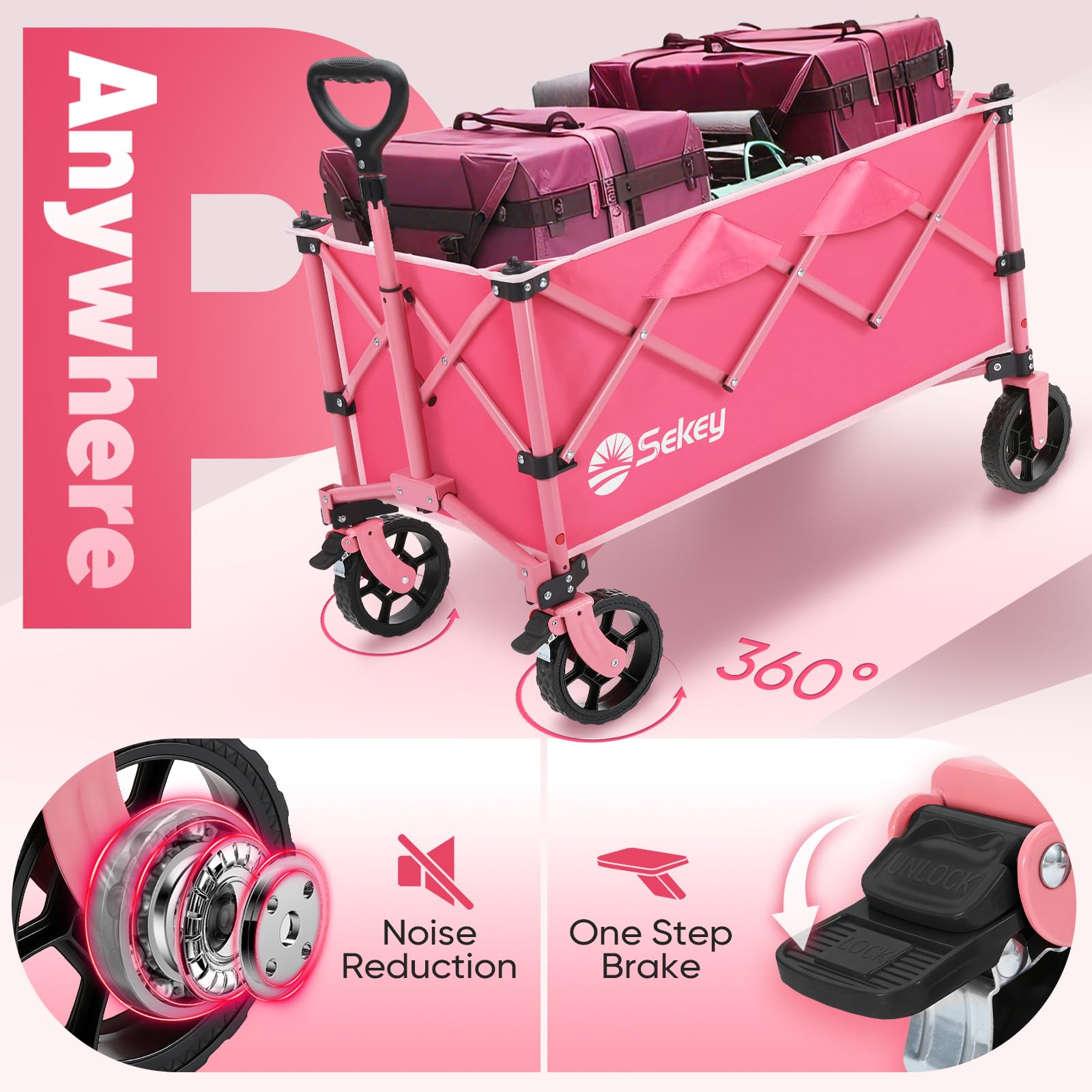Collapsible Foldable Wagon with 300lbs Weight Capacity