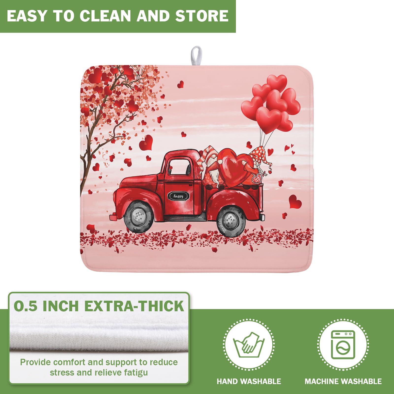 Valentine's Love Truck Dish Drying Mat