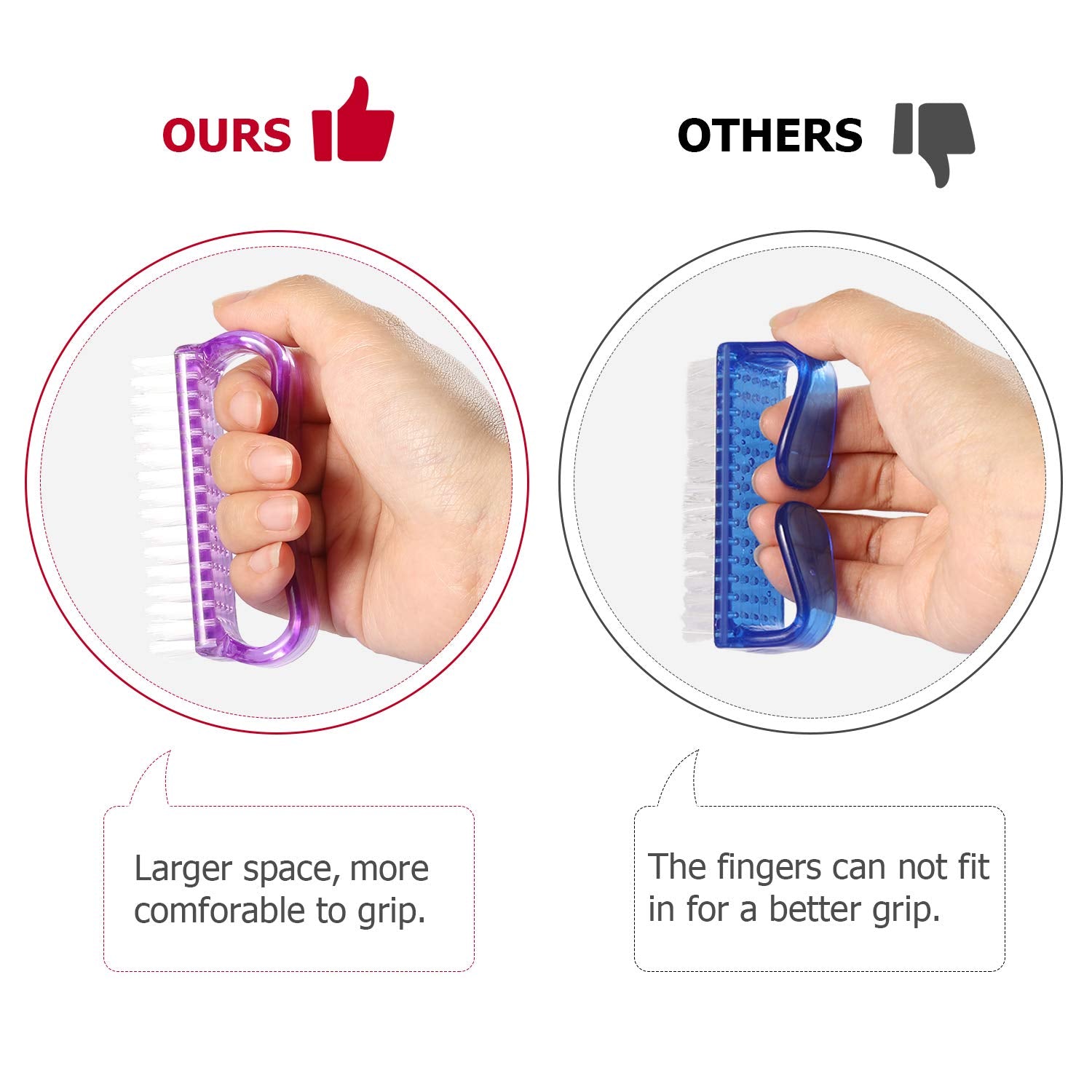 Handle Grip Nail Brush (4 Count)