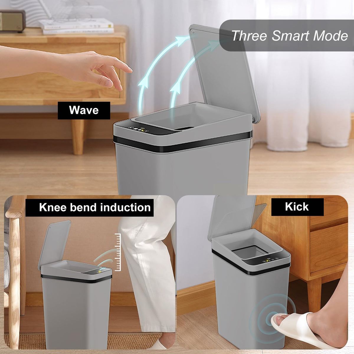 2 Pack 2.5 Gallon Motion Sensor Bathroom Trash Can (2 Count)