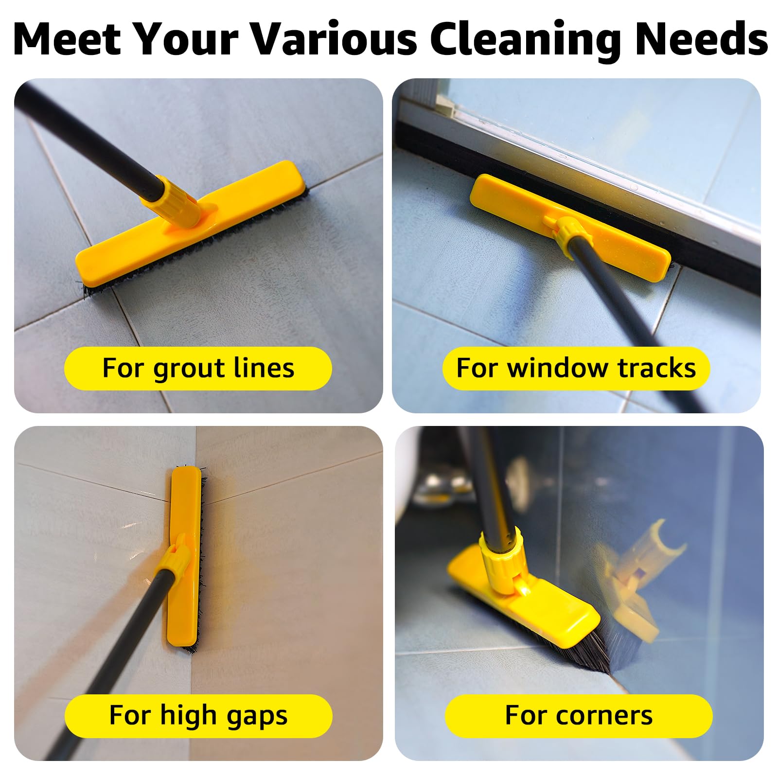 Grout Brush with Long Adjustable Handle