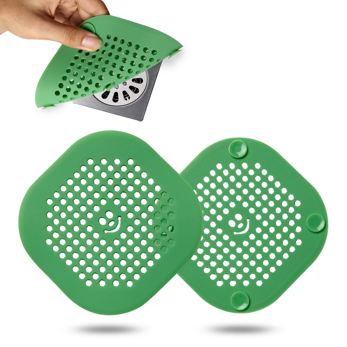 Drain Cover Hair Catcher Drain Plug Hair Stopper Drain Protector for Shower Bathroom Accessories Bathtub 2 Pack Xmas Green (2 Count)