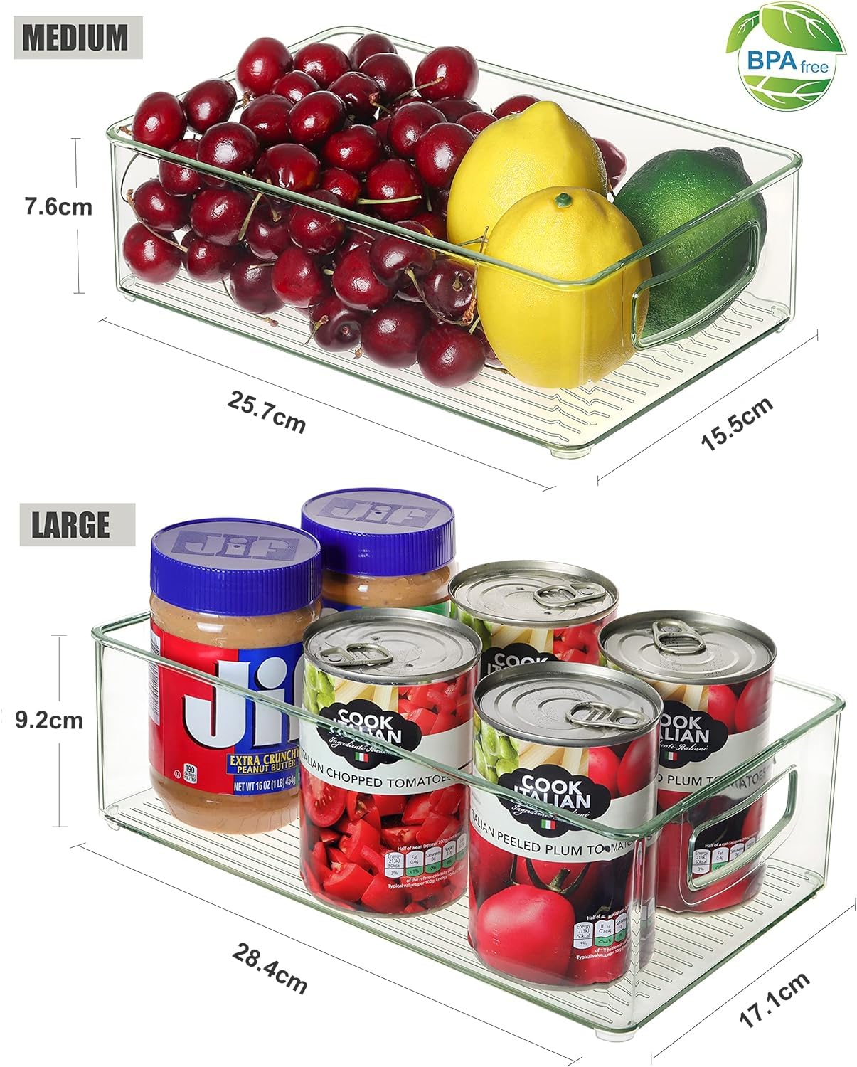 Set of 8 Clear Fridge Organizer Bins (8 Count)