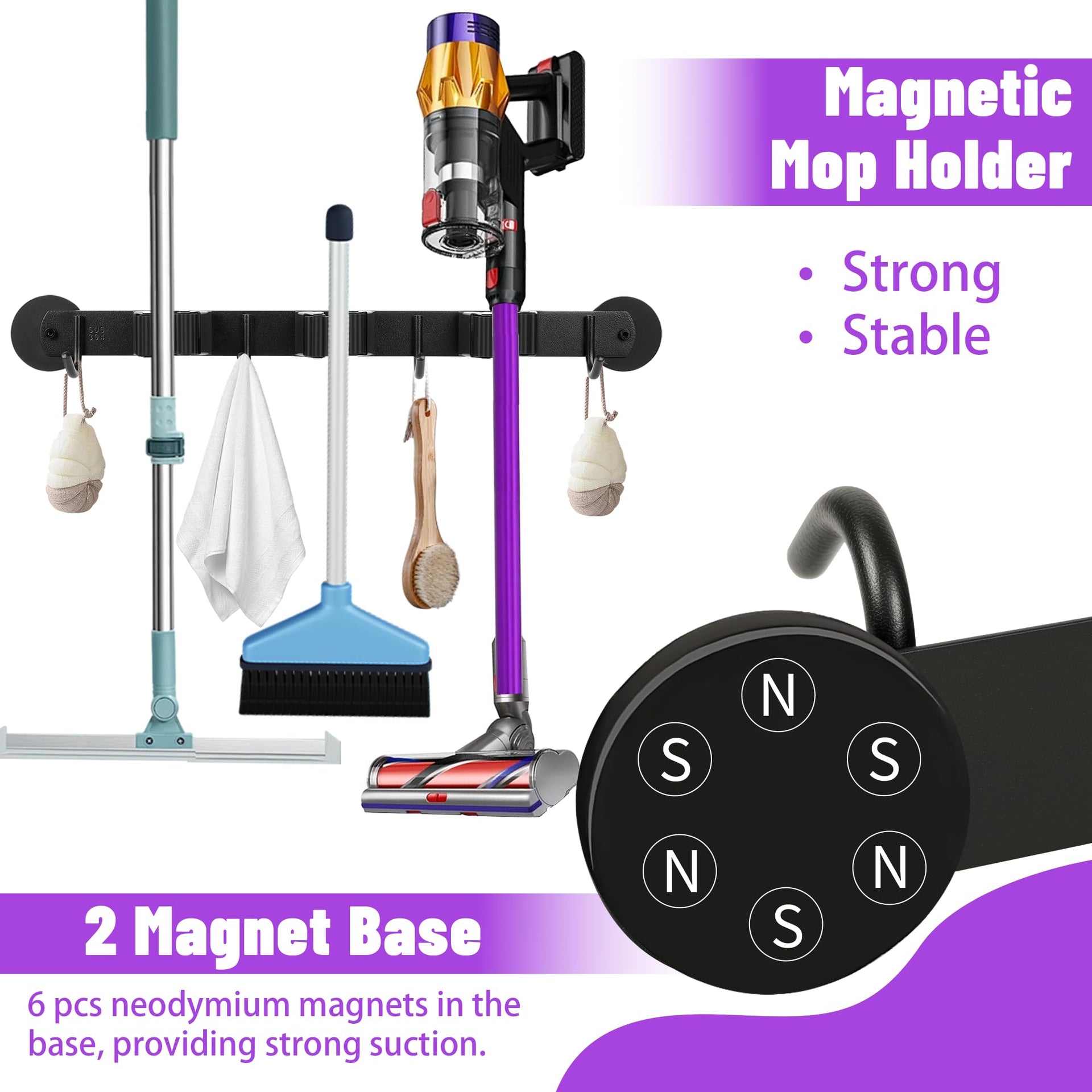 Magnetic Broom Holder Wall Mount
