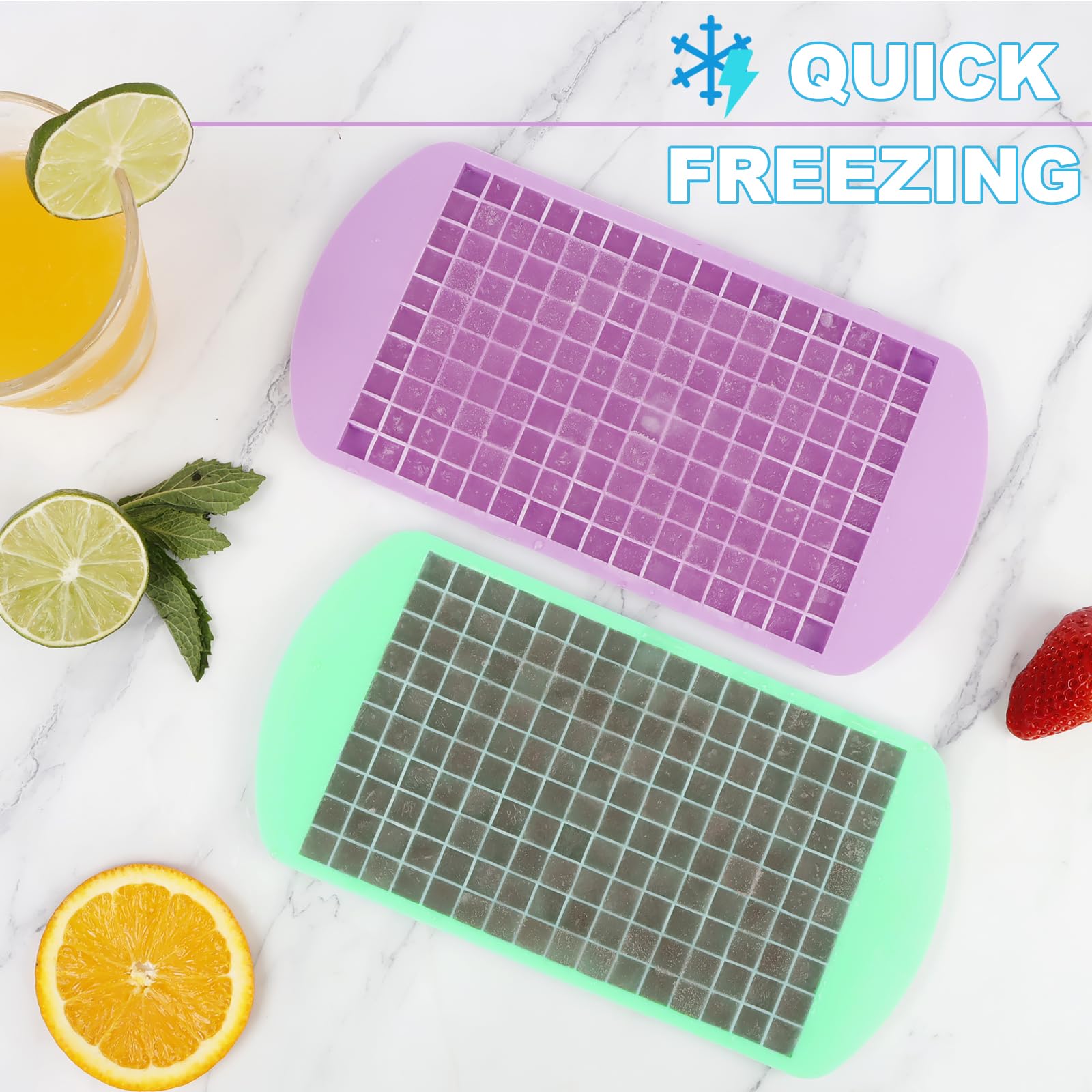 Silicone Mini Ice Cube Trays 2 Pack (5.28 Ounce)
