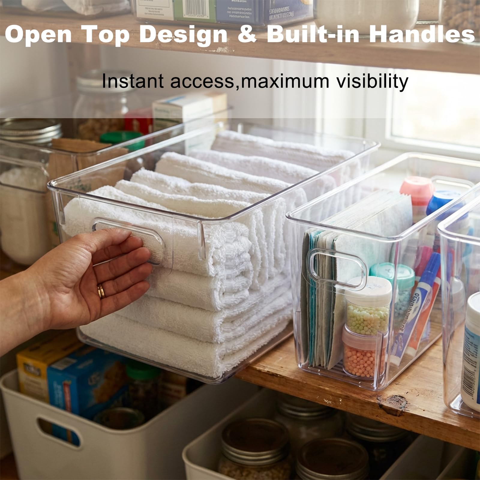 8 Pack Clear Plastic Storage Organizer Bins