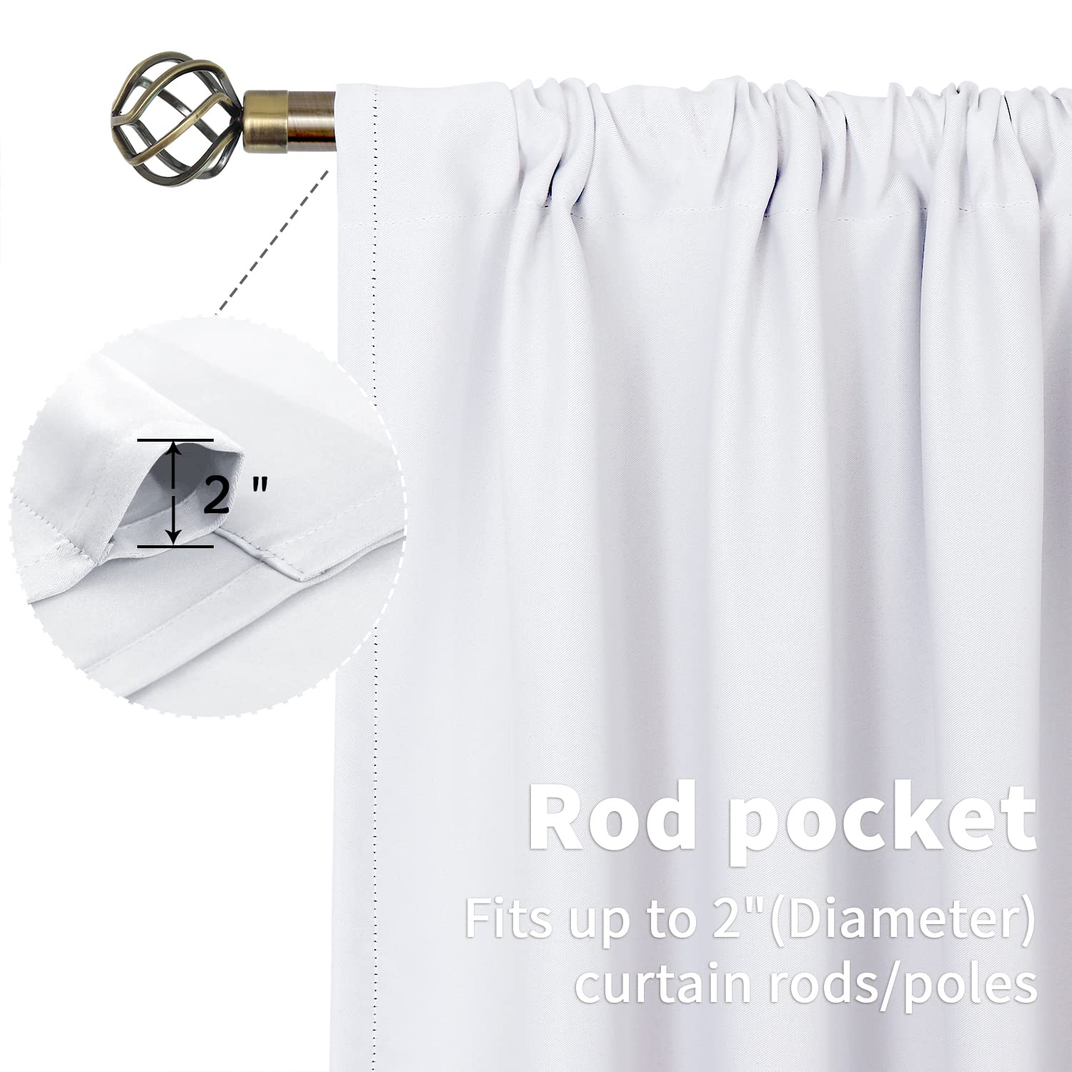 White Curtains 63 Inch Length for Living Room