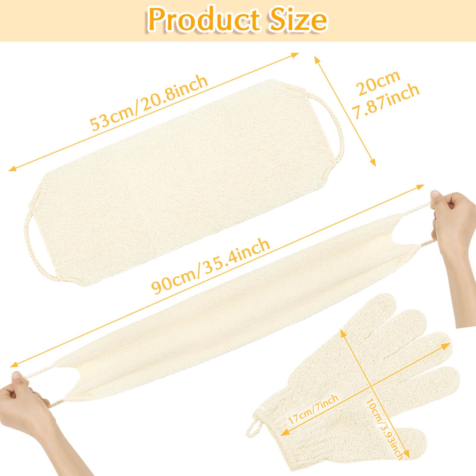 Exfoliating Back Scrubber Bath Gloves Set (3 Count)