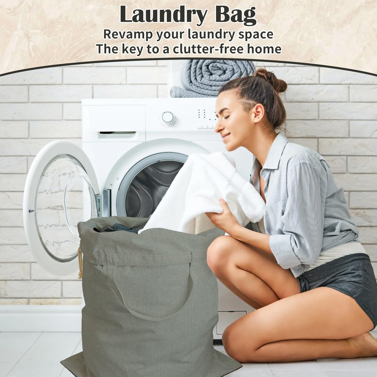 Cotton Canvas Laundry Bag 33"Wx 35"H
