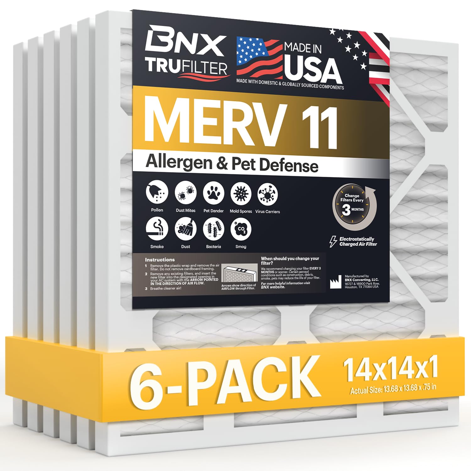 TruFilter 14x14x1 Air Filter MERV 11 (6 Count)
