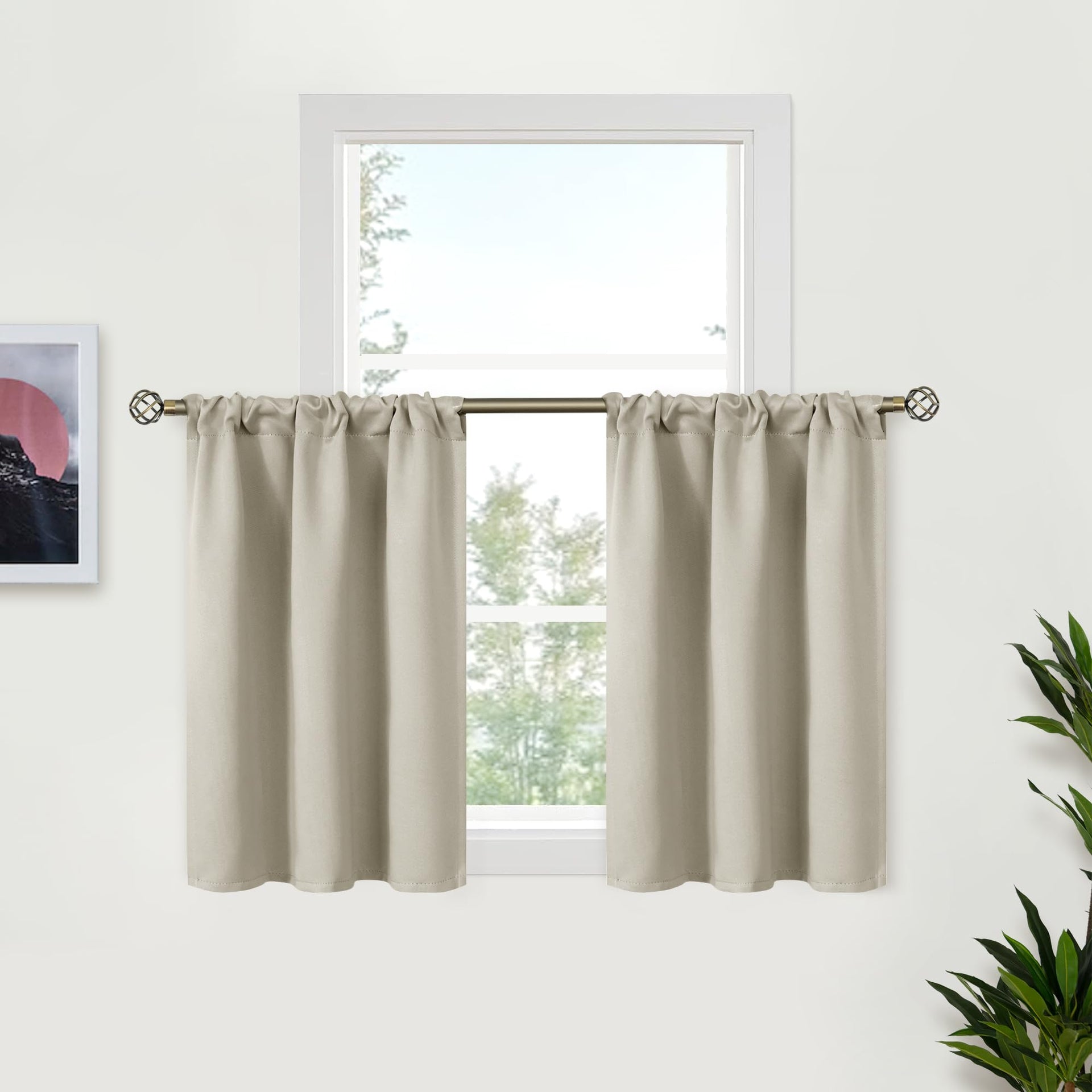 Light Camel Small Curtains 36 Inch Length (2 Count)