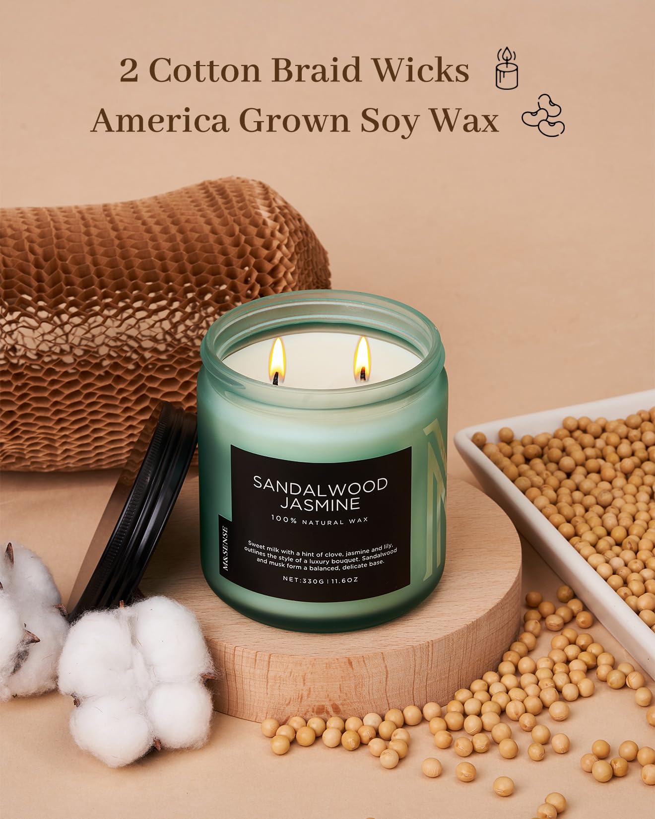 Sandalwood Jasmine Home Scented Candles (11.6 Ounce)