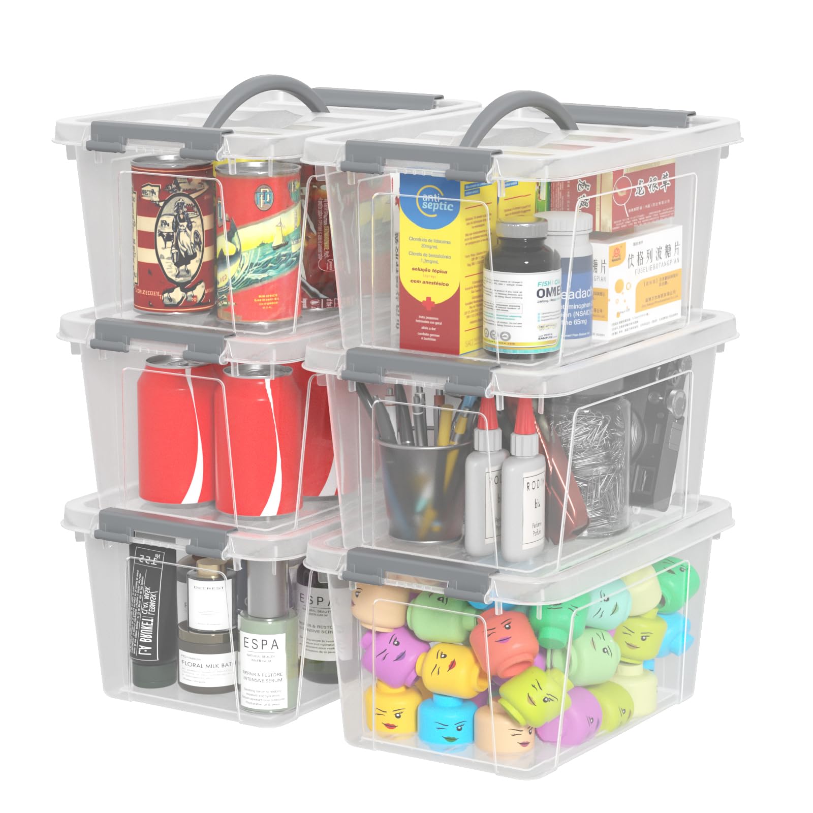 6L Clear Storage Latch Bins (6 Count)