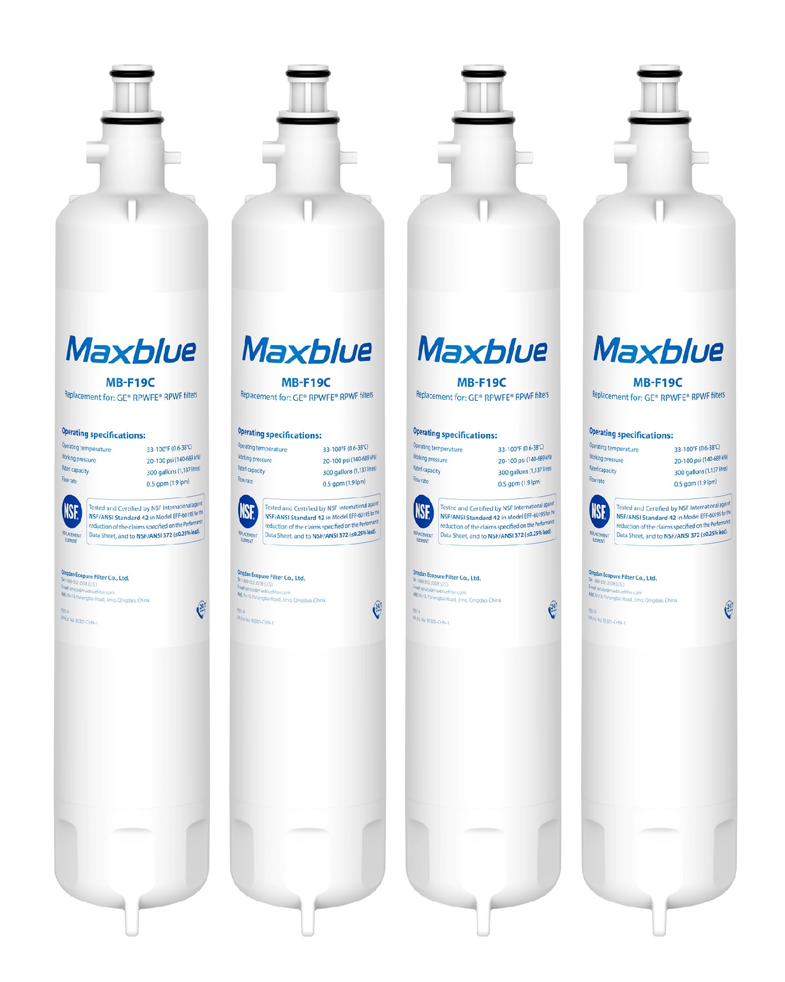 MB F19C Water Filter Replacement for GE® RPWFE® (4 Count)
