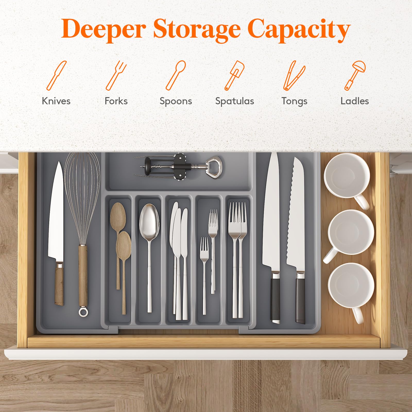 Extra Large Silverware Drawer Organizer