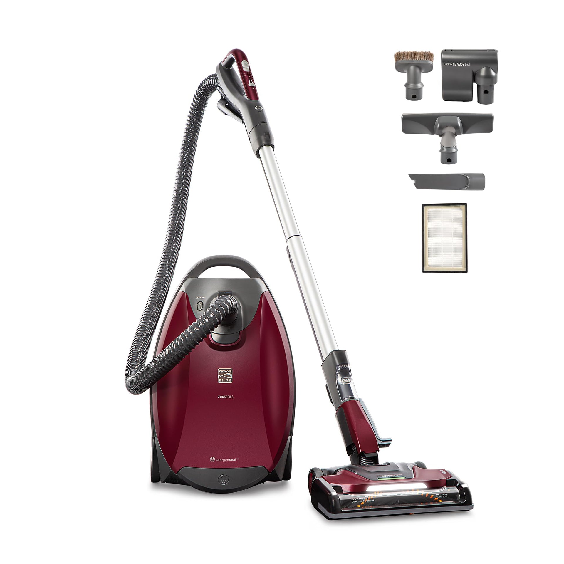 Elite 700 Series Bagged Canister Vacuum with Hair Eliminator