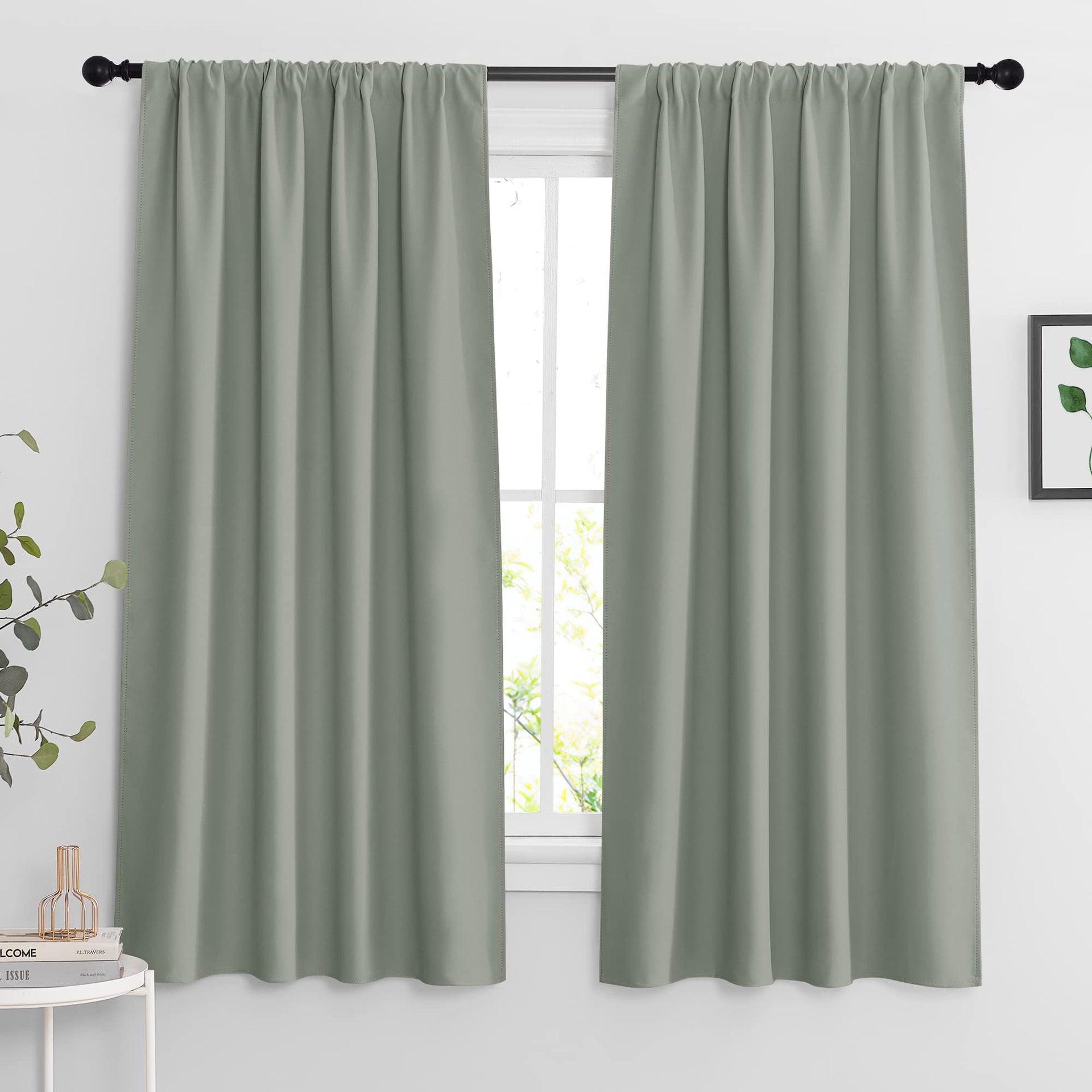 Blackout Curtains for Bedroom Living Room Nursery 63 inches Long (2 Count)