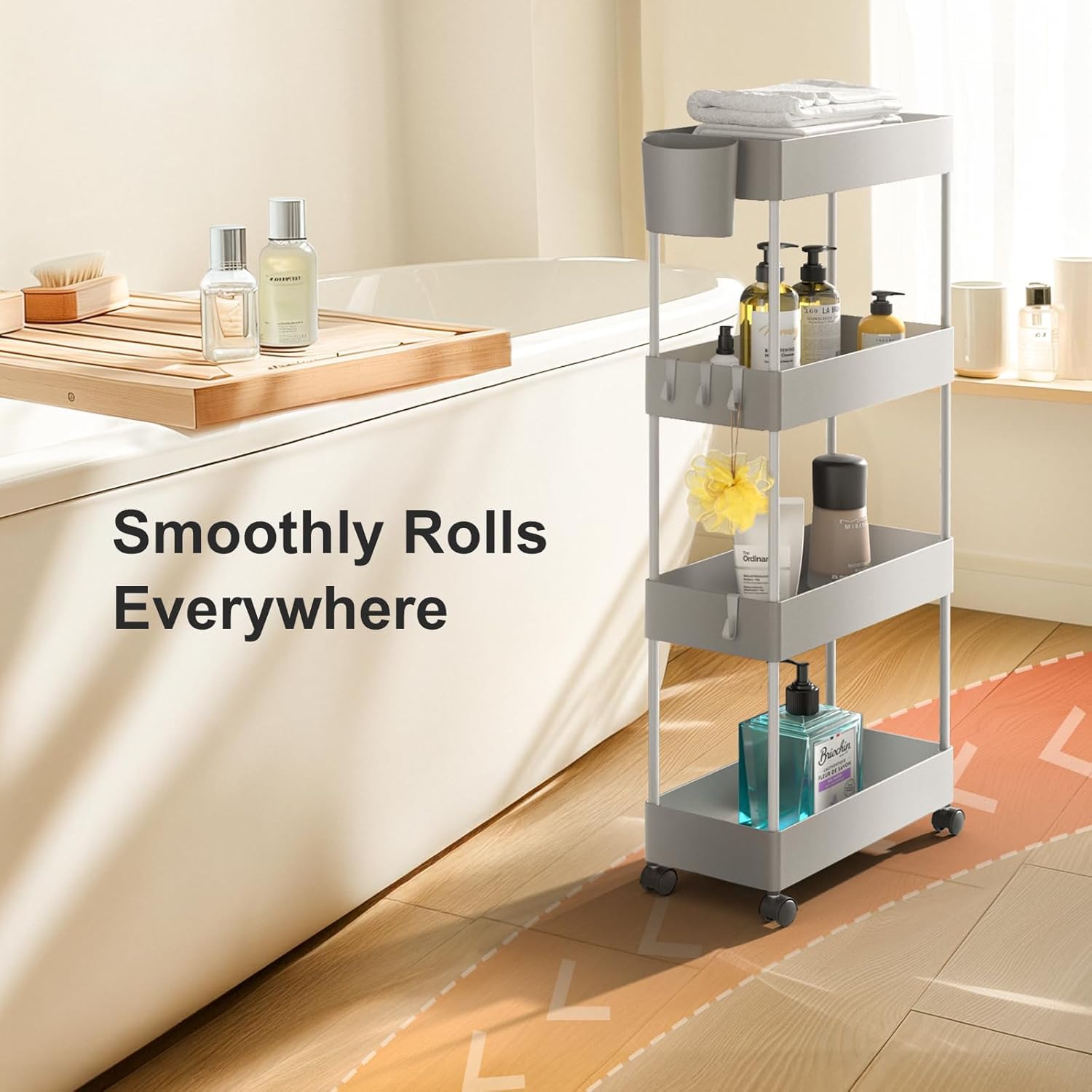 4 Tier Slim Storage Cart with Wheels