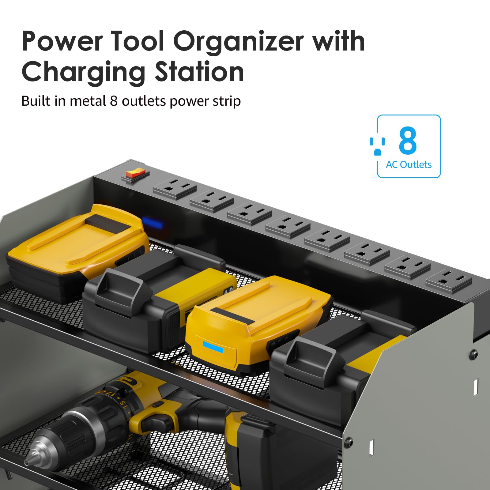 Wall Mount Modular Tool Charging Organizer (7.9 Count)