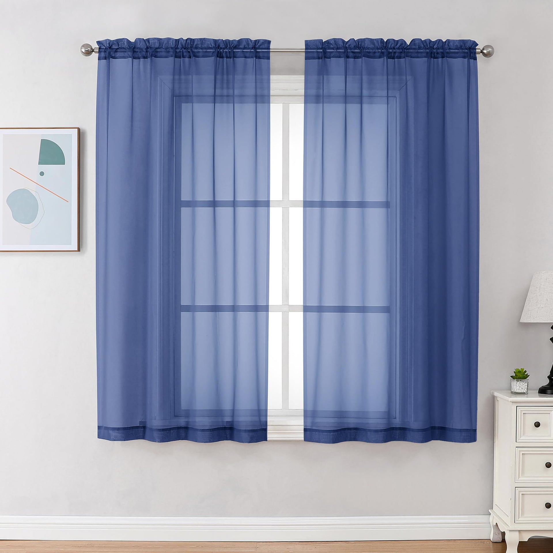 Sheer Curtains 63 Inch Length 2 Panels (2 Count)