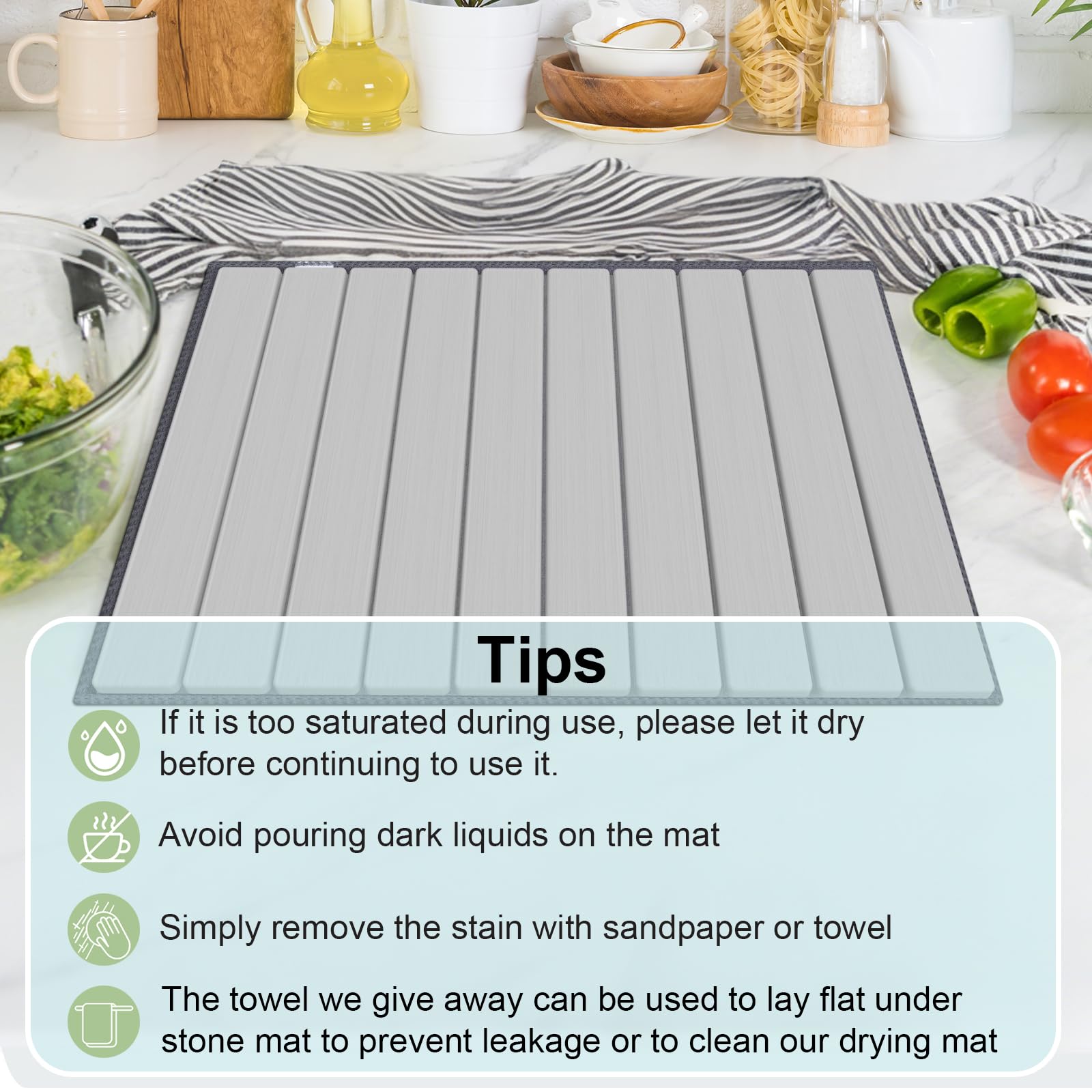 Stone Dish Drying Mat for Kitchen Counter