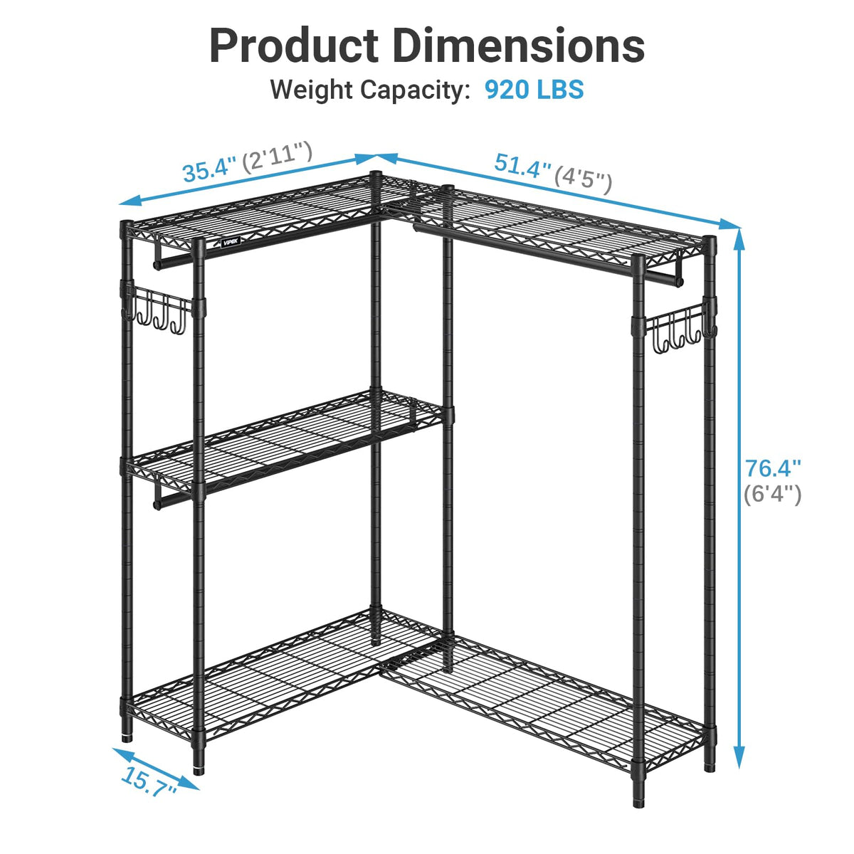 L4 Plus Clothes Rack L Shaped Garment Rack for Corner