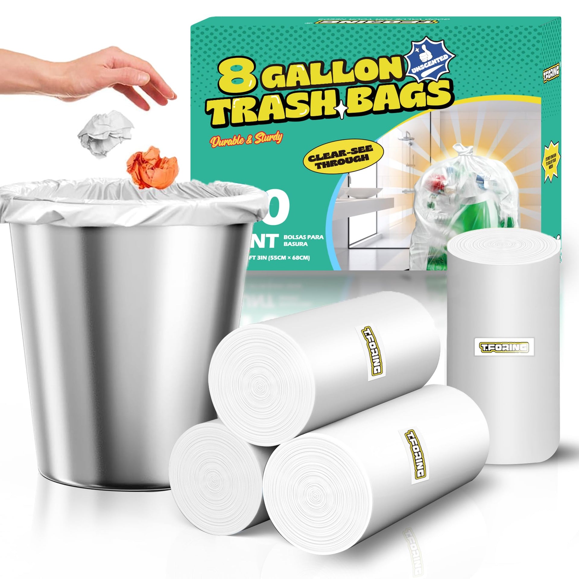 Medium 8 Gallon Trash Bags Unscented (120 Count)