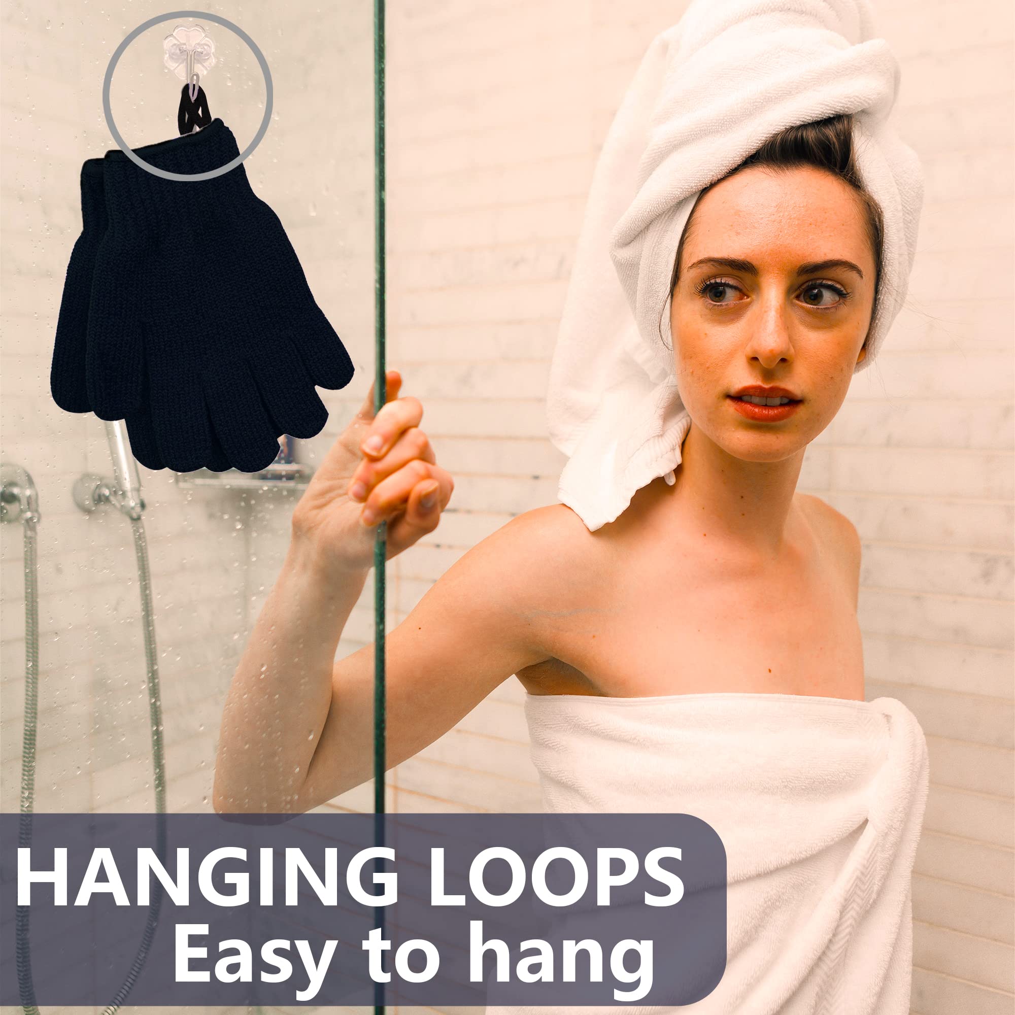 Heavy Exfoliating Shower Gloves with Hanging Loop