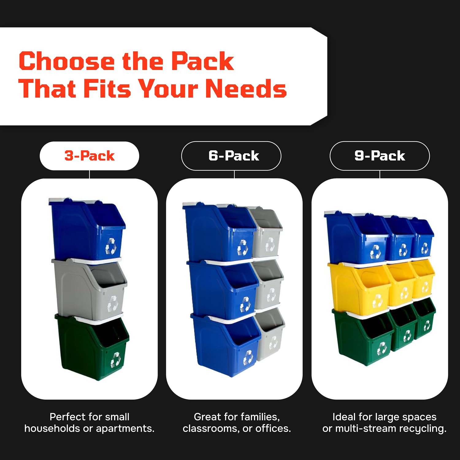 Multi Bin 6 Gallon Stackable Recycle Bins