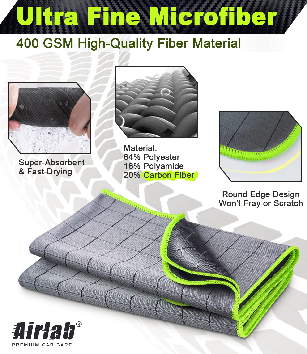 Microfiber Towels Cars Wash Drying Cleaning Cloth (2 Count)