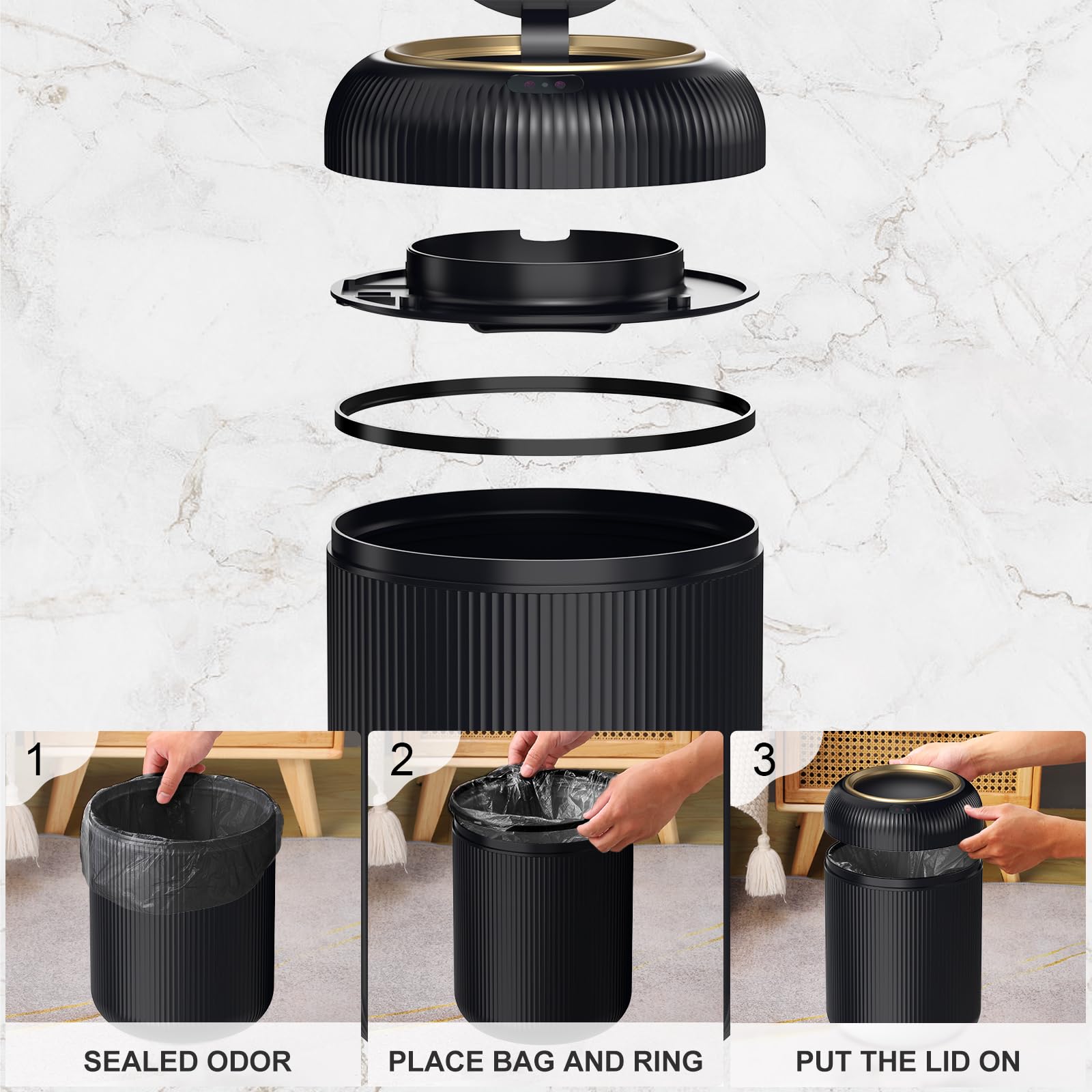 Motion Sensor Bathroom Trash Can with Lid